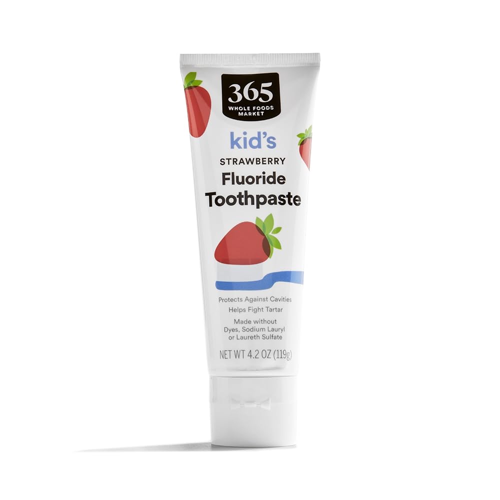 Whole Foods Market Kid's Strawberry Fluoride Toothpaste for Kids, Delicious Flavor, Gentle on Teeth, |2 OZ