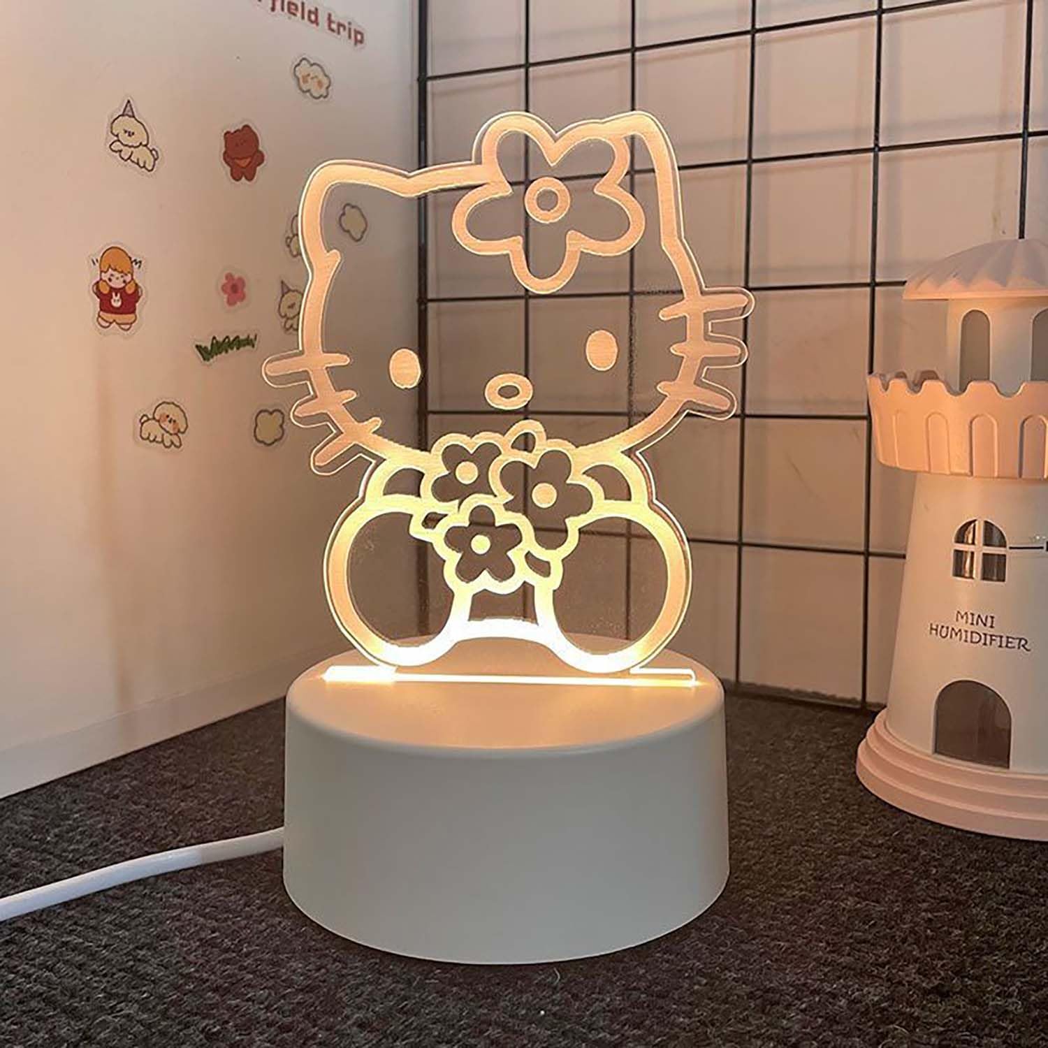 3D Cartoon LED Desk Lamp - 3 Color Change Decor Night Light for Women, Teens, Boys, Girls - Kawaii Acrylic Sleep Light
