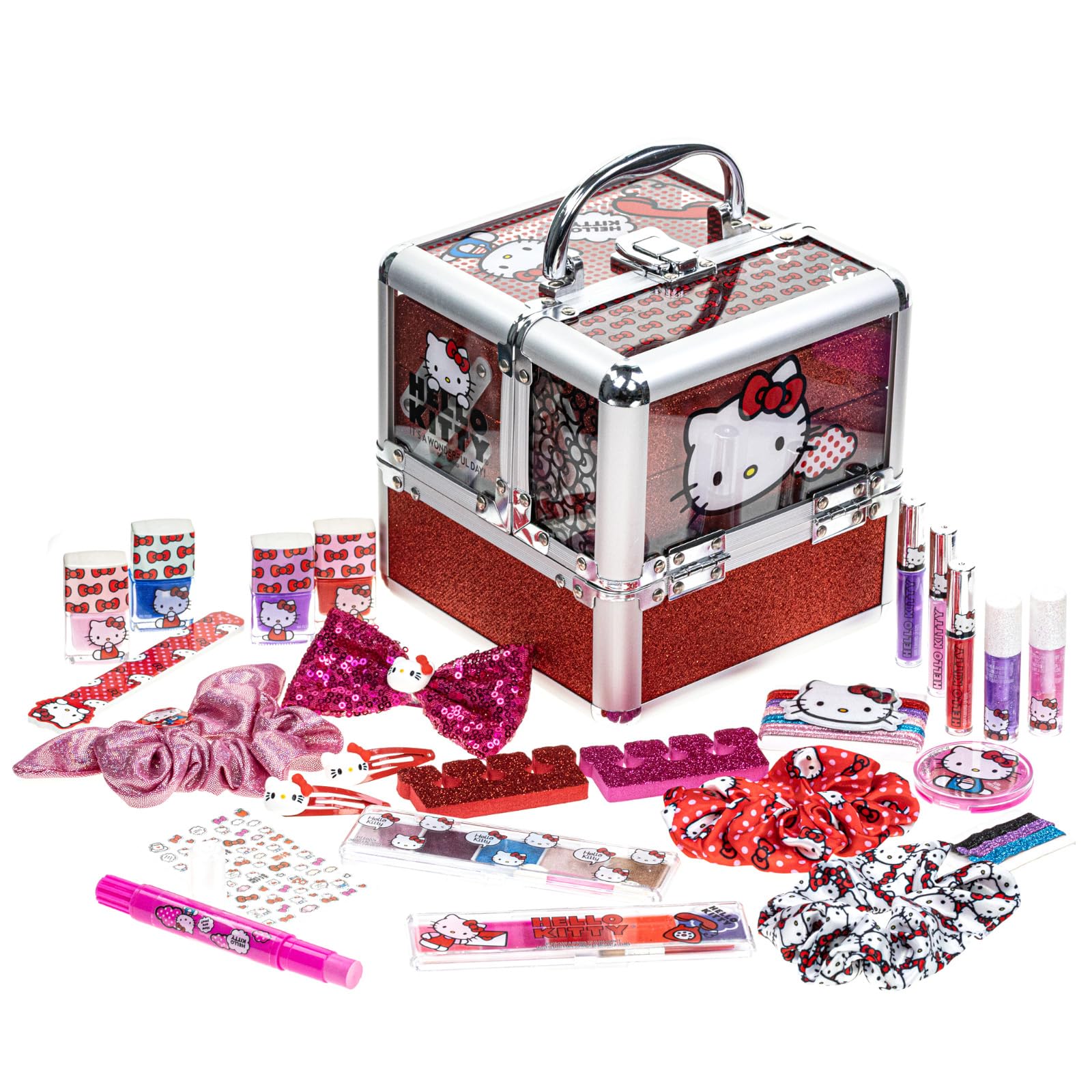 Hello Kitty Townley Girl Train Case Cosmetic Makeup Set for Girls Ages 6+ Perfect for Parties & Makeovers