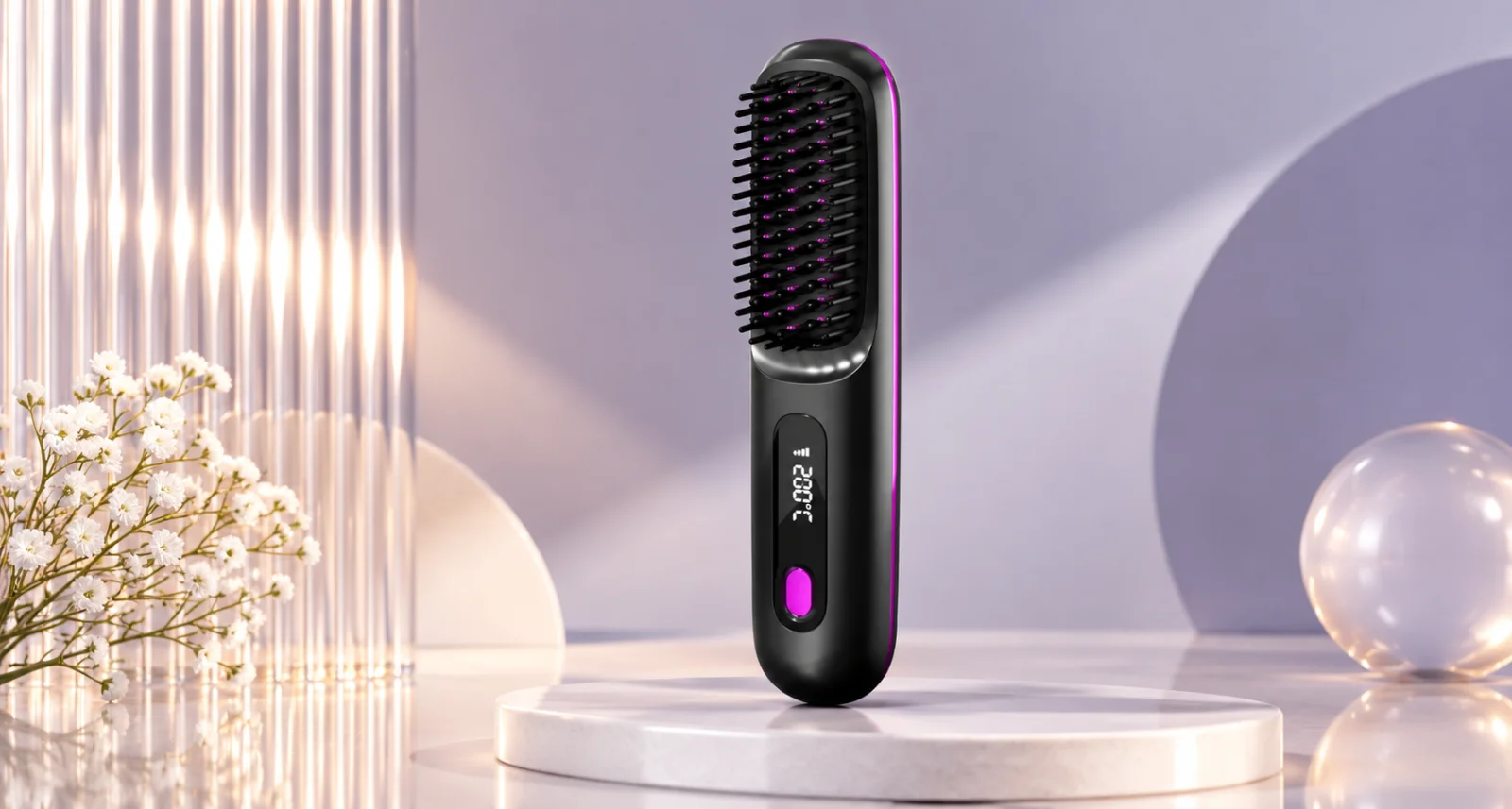 Electric hair straightening brush