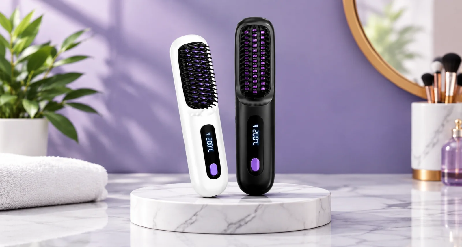Electric hair straightening brush