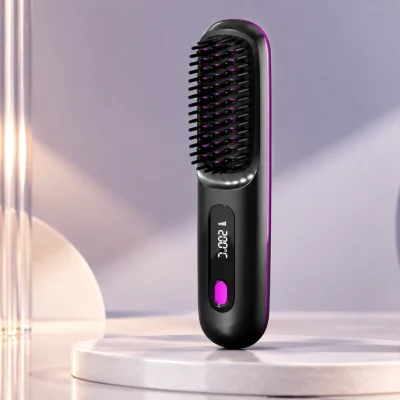Electric hair straightening brush