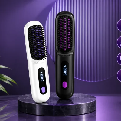 Electric hair straightening brush