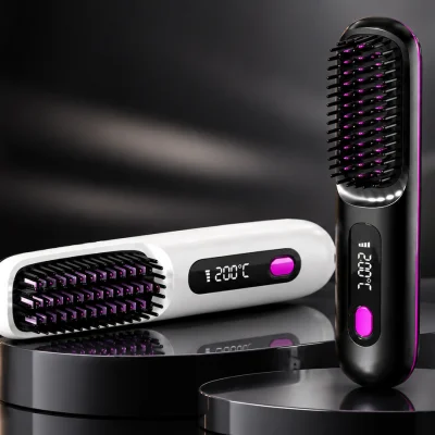Electric hair straightening brush