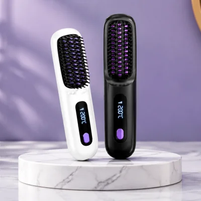 Electric hair straightening brush